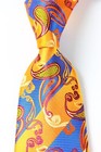 Classic Paisley Orange Blue Jacquard Silk Men s Tie Necktie Hanky Cufflink Set