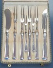 Antique 800 Silver Fruit Appetizer Dessert Forks Knives Set 8 Pcs 