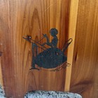 Vintage Wood Sewing Box With Curved Base And Handle -woman Silhouette