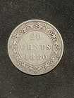 1880 Newfoundland 20 Cents Victoria Silver Coin Canadian Province Km 4 Free Ship