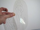 Vtg 1960s 70s Tattoo Flash Acetate Stencil Executioner Girl Wmn4