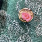 5 Antique Painted Floral Porcelain Stud Buttons   Pink Flowers