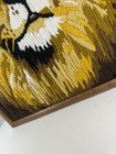 Vintage Framed Lion Needlepoint Signed Frances Macijewski 1989 Folk Art Ooak