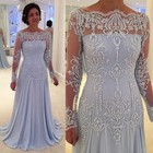 Lace Long Sleeve Chiffon Mother Of Bride Dress Formal Evening Gown Custom Size