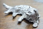 Pewter Cat Figurine Figure Small Signed Pewter Usa 