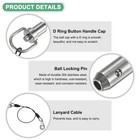 Ball Locking Pins 6mm Dia  100mm Usage Length Ring Button Quick Release Pin