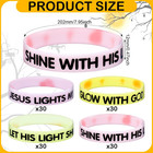 120 Pcs Halloween Christian Bracelets Glow In The Dark Bible Verse Silicone Brac