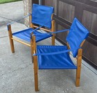 Mid Century Modern Gold Medal Chair Co  Safari Chairs  Pair