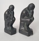 Vintage  the Thinker  Brass bronze Bookends 6  Tall Art Deco Mcm Collectibles 