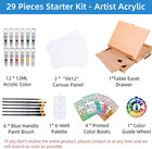 Tabletop Easel Set - 29 Pieces Starter Kit - Artist Acrylic Painting Kit With 12