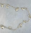 Vintage Sterling Silver Moon And Star Ankle Bracelet Size 9   -10   