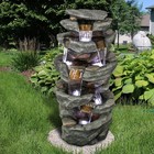 Indoor outdoor Water Feature     Cascading Tiered Fountain With Led Lights