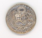 Peru 1  Sol 1879 Silver Key Date Km 196 5 Condition Vf 