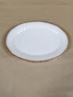2 Replacement Fire King Anchor Hocking Milk Glass Gold Rimmed Serving Platters