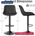 Adjustable Swivel Bar Stools Set Of 2 Counter Height Pu Leather Chairs With Bac