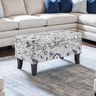 Winslow 32  Storage Ottoman Bench - Gray Floral Upholstered Footstool