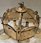 Vintage Beveled Smoked Glass 6 Panel Ceiling Fixture 3 Arms   3 Lights - 12 X 12