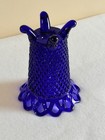 Vintage Imperial Glass Cobalt Blue Laced Edge Genie Footed Vase