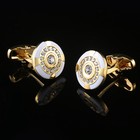 Men s Vintage Cufflinks Diamond With Mixed Crystal Lot Gold Round Button Shirt 