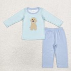 Baby Girls Boys Embroidery Cute Dog Top Pants Sibling Outfits Clothes Sets