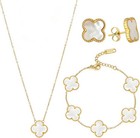 New Women s Stainless Steel Necklace Earring Bracelet Party Jewelry Set Lucky
