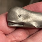 Hudson Pewter Whale Miniature Figurine Vintage Mid Century Signed Euc