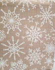 Fabric Linen Tablecloth  60 x84  Oval  Christmas snowflakes On Brown tan  J c