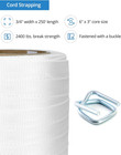 3 4    X 250    Woven Cord Strapping  2400 Lb  50 Buckles  Heavy-duty Poly  6x3 Core