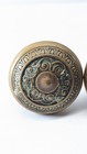Antique Ornate Embossed Door Knob Set Metal Vintage Stamped Knobs