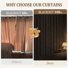 Boho Floral 100  Blackout Curtains 84 Inch 2 Panels Linen Texture