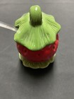 Vintage Ceramic Strawberry Jelly Jam Preserves Jar Holder spoon 4 1 2    Tall