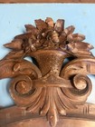 Antique Decorative Carved Wood Pediment Basket Flowers