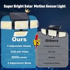 Solar Outdoor Lights 333led 3000lm 4heads Waterproof Motion Sensor Outdoor Light