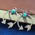 Women 925 Silver Fashion Turquoise Dangle Ear Hook Boho Drop Jewelry Earrings