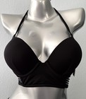 Victoria s Secret Swim Bikini Bombshell Top Long Line Strappy Sides  2 Cup Black