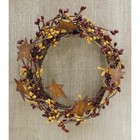 New Primitive Berry Wreath Candle Ring Rusty Stars 4  Burgundy Gold  Pips Rustic