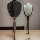 Vintage Matson Style Gold Ormolu Vanity Mirror Brush Set Roses Hollywood Regency