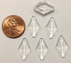 12 Vintage German Glass Crystal 18x10mm Kite Shape Faceted Cabochon Plaques 4525