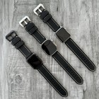 For Apple Watch Ultra 1 2 49mm 45 44 42mm Thick Black Leather Watch Band Awu
