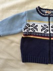 Gymboree Vintage Y2k 3-6 Months Knit Sweater Zip Up Blue Snowflake 