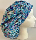 Turquoise Purple Print Size Large Medical Bouffant Scrub Cap Surgery Hat