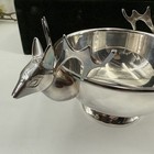 Vtg Neiman Marcus Godinger Stag Deer Silver Plate Velvet Box Smlserving Dish