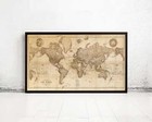 Beautiful World Map Vintage Atlas 1898 Mercator Projection Sepia World Map Gift