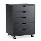 5-drawers File Cabinet Mobile Filing Storage Organizer With Wheels Wooden Chest