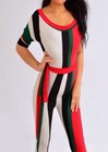 Monaco Red Green Black Skinny Pants Romper Jumpsuit L M Medium Nwt
