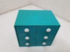 Mod Small Desk Organizer Green Blue Teal W drawers Mcm Vintage 1970s Retro Co2