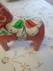 Vintage Hand Carved  Painted Wood Dala Horse Orange Floral Pattern Sweden 8 
