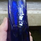 Cobalt Blue James Ray Ginger Ale Savannah ga Applied Blob Top Soda Bottle 1880s