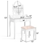 Vanity Wood Makeup Dressing Table Stool Set W  Drawer  mirror Jewelry Desk White