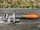 Antique 8  Stillson-pattern Wood-handled Pipe Wrench